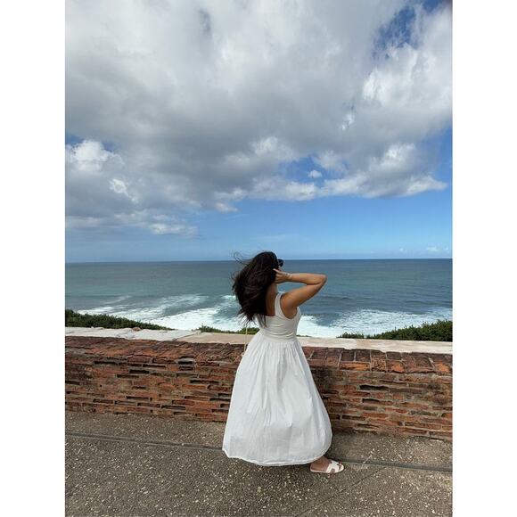 RUE SOPHIE Off White Square Neckline Flowy Skirt Midi Dress Size Extra Small - Picture 12 of 14